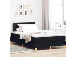 Vidaxl Cama Box Spring Led Com Fitas Led Preto 120 X 190 Cm Tecido