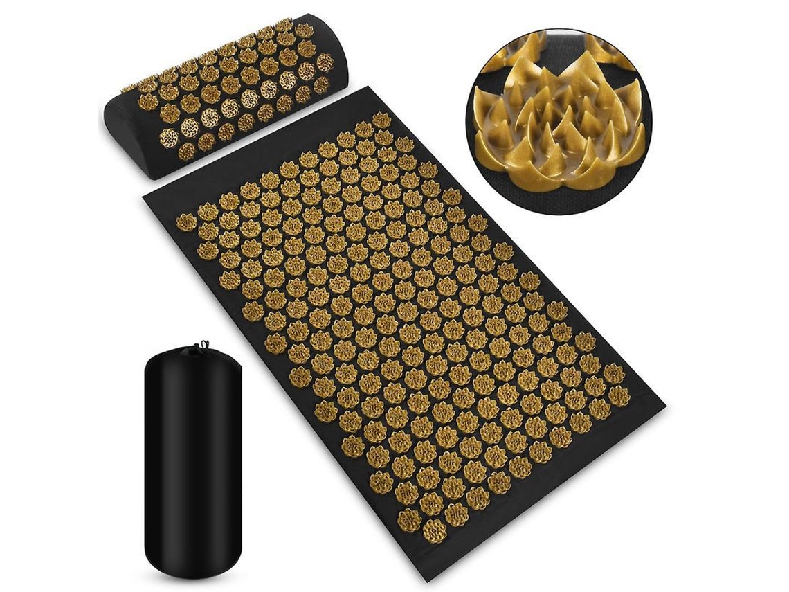 Conjunto De Tapete E Travesseiro De Acupressão Para Alivio De Dor Nas Costas/pescoço/pés E Relaxamento Muscular