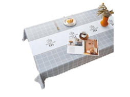 Toalha de Mesa Retangular de Linho de Algodão À Prova de Vinco Cinza Comida Ocidental Cinza/Fronteira de Flores 80 * 120 Cm