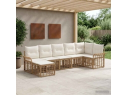 Vidaxl Conjunto De Sofás Para Exterior 7 Unid. Natural E Branco Creme