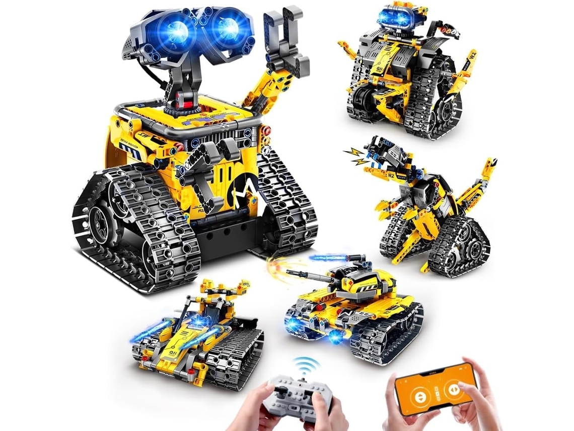 Robô de Escavadeira com Controle Remoto e Por Aplicativo Brinquedos de Construção 3 em 1 Rc Stem Building GERTIZ (Outlet Caixa Aberta)