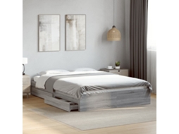 Vidaxl Estrutura de Cama C/ Gavetas Derivados Madeira Cinza Sonoma