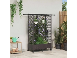 Vidaxl Cama Elevada Com Treliça E Telhado Castanho 124 X 40 X 127 Cm