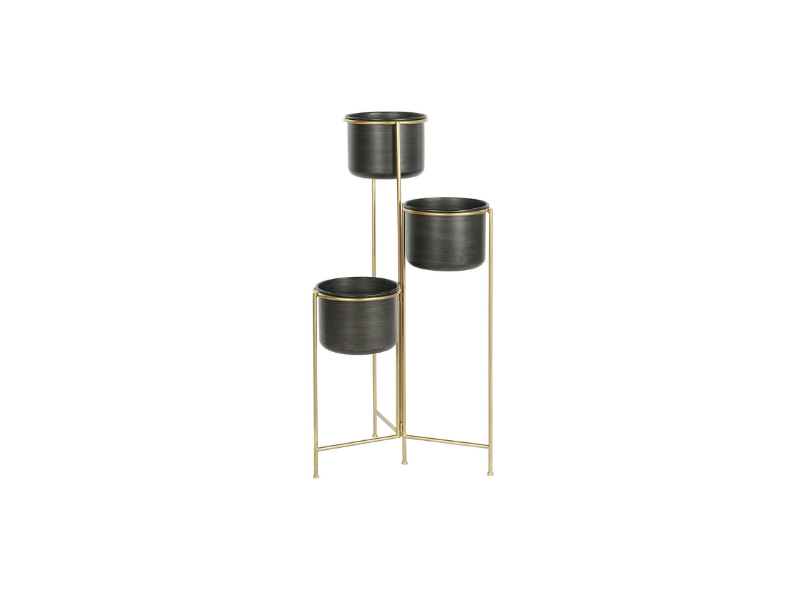 Plantador Dkd Home Decor 30 X 21 X 80 Cm Preto Dourado Metal