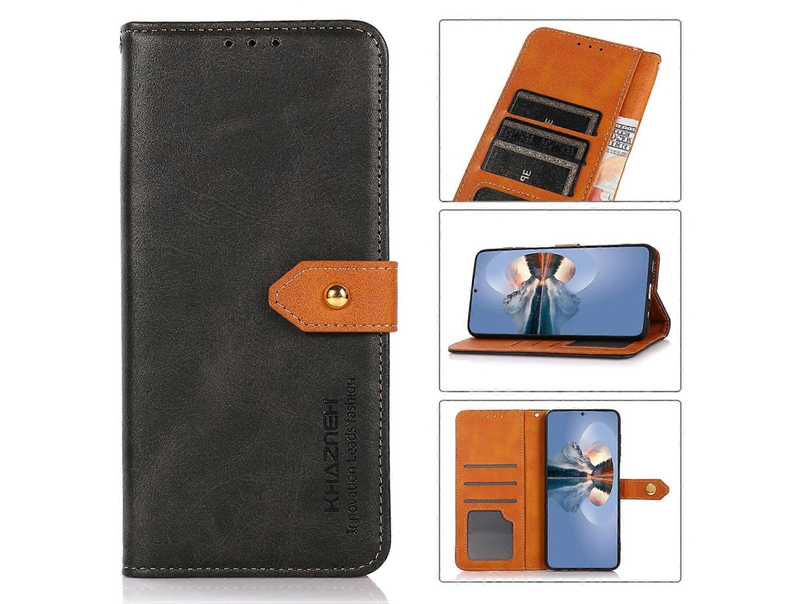 Capa De Celular Com Flip De Couro Bovino Khazneh Bicolor Para Honor 80