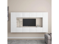 Vidaxl 8 Pcs Conjunto de Móveis de Tv Derivados de Madeira Branco