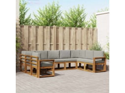 Vidaxl Conjunto De Sofás Para Exterior 9 Unid. Cinza Natural E Claro