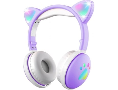 Fones de ouvido Bluetooth Mozos Kid Dog para crianças com bateria de 15 horas, roxo