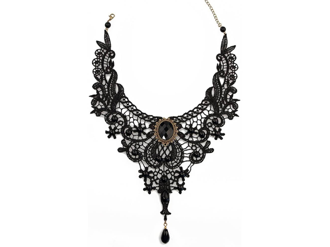 Ats collar de Encaje Victoriano Gótico Sexy Hollow Collar de Encaje Negro Steampunk Cosplay