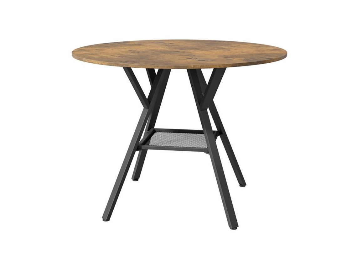 Mesa De Jantar Redonda - Mdf E Metal - Castanho - 1 Unidade - 100 Cm