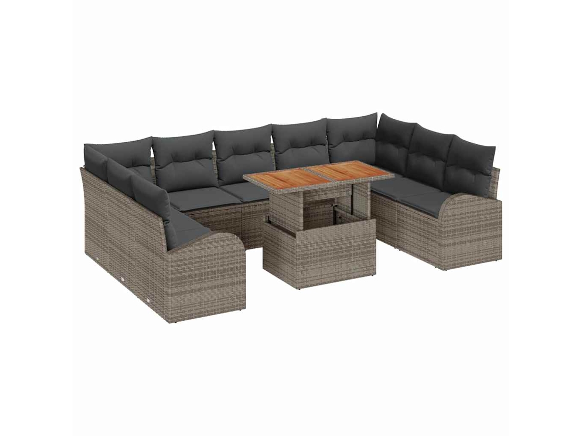 Maison Exclusive - Conjunto De Sofá De Jardim Com Almofada Manual 10 Pcs Cinzeto