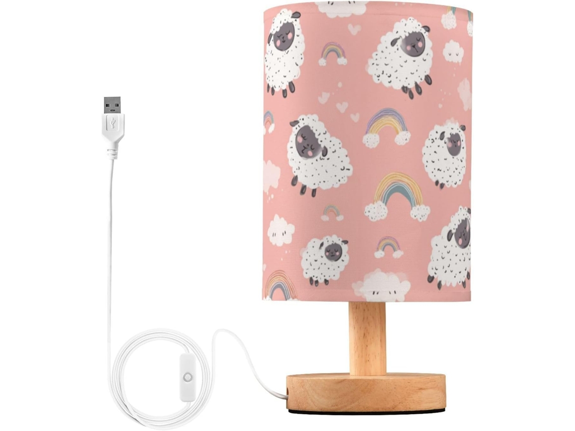 Abajur De Cabeceira Kcldeci Com Estampa Ovelhinhas Fofas, Ideal Para Quarto, Estilo Fazenda, Mesa De Cabeceira, Sala De