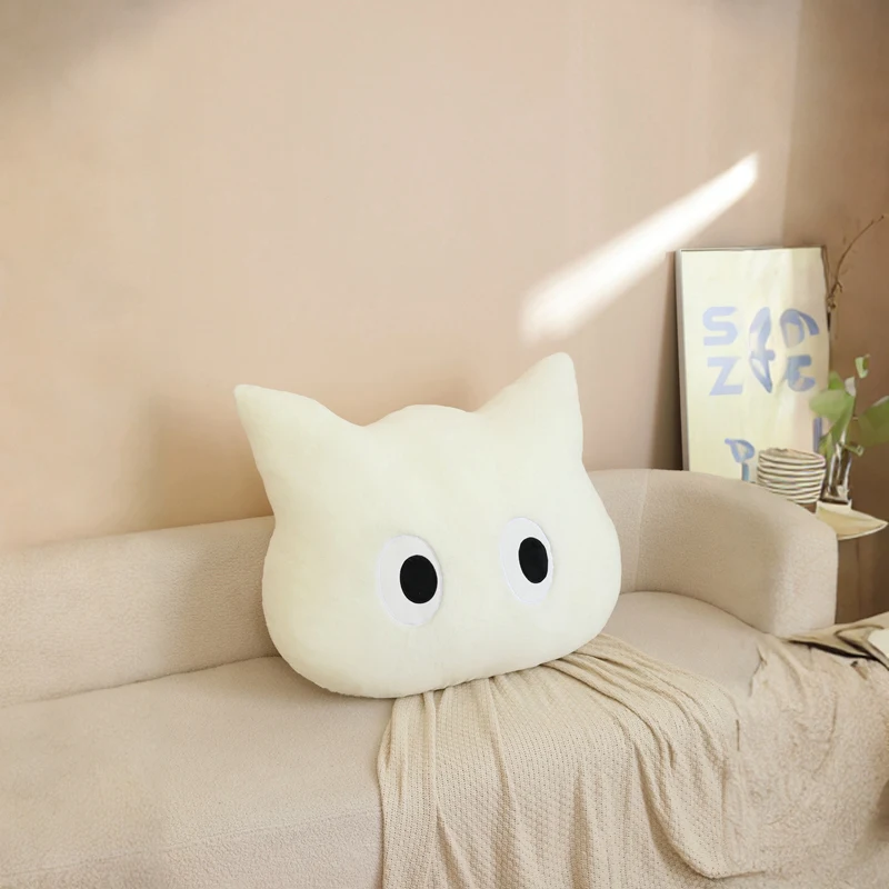 Almofada Decorativa em Formato de Cabeça de Gato Adulto, Macia e Confortável. MDUG (branca, 80cm)