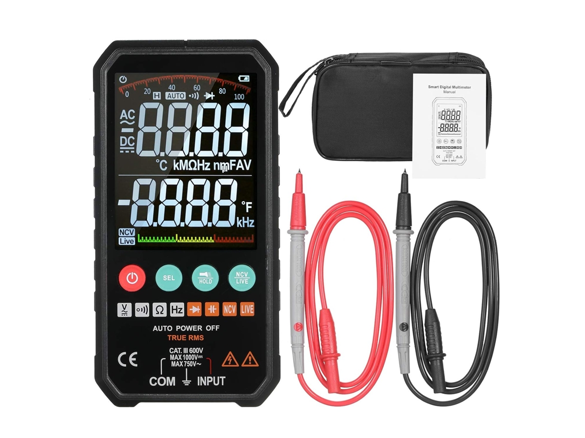 Multímetro Digital Slim Palm Com Ecrã Lcd De 3 Polegadas, 6000 Contagens