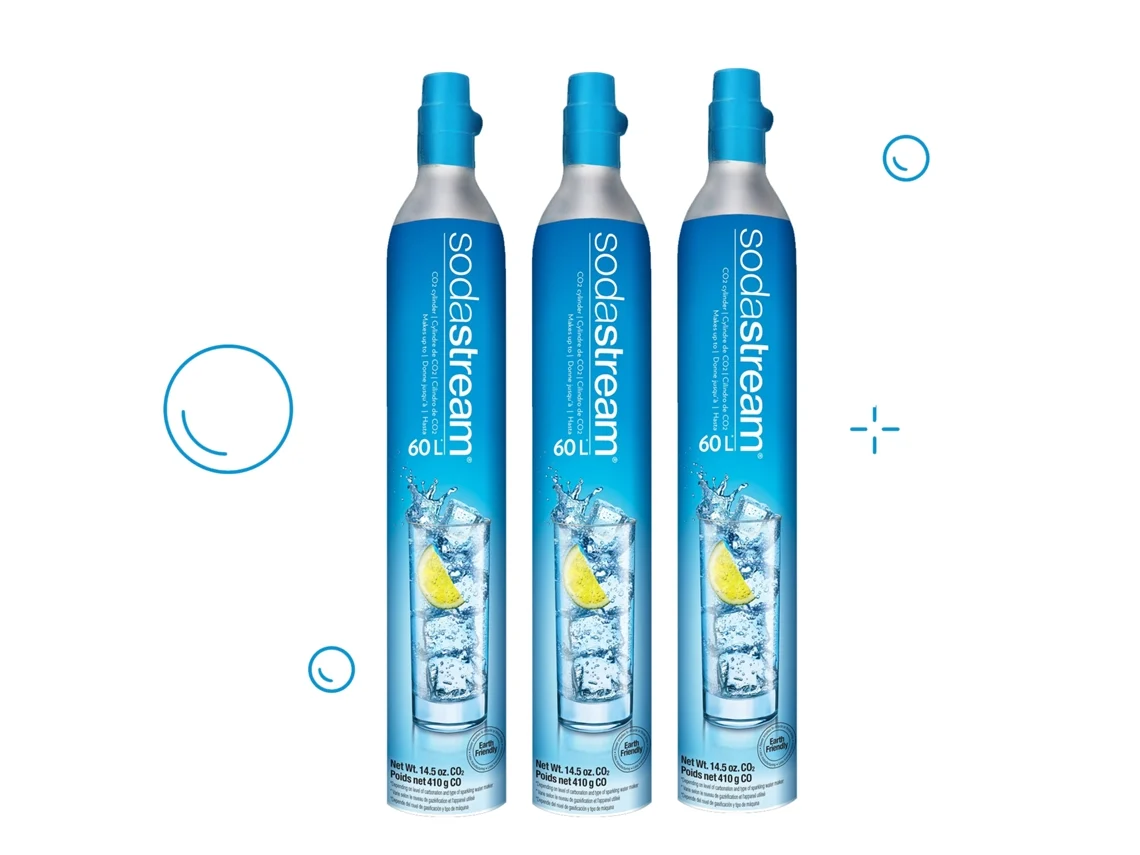 Cilindros de Recarga de Gás SODASTREAM Co2 para Gaseificador (3 Unidades - 60L)