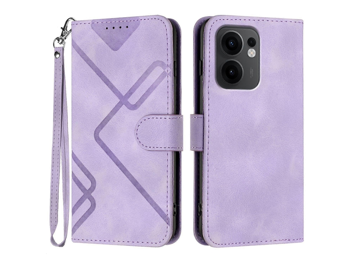 Capa De Celular De Couro Com Padrão De Linha E Toque De Pele
