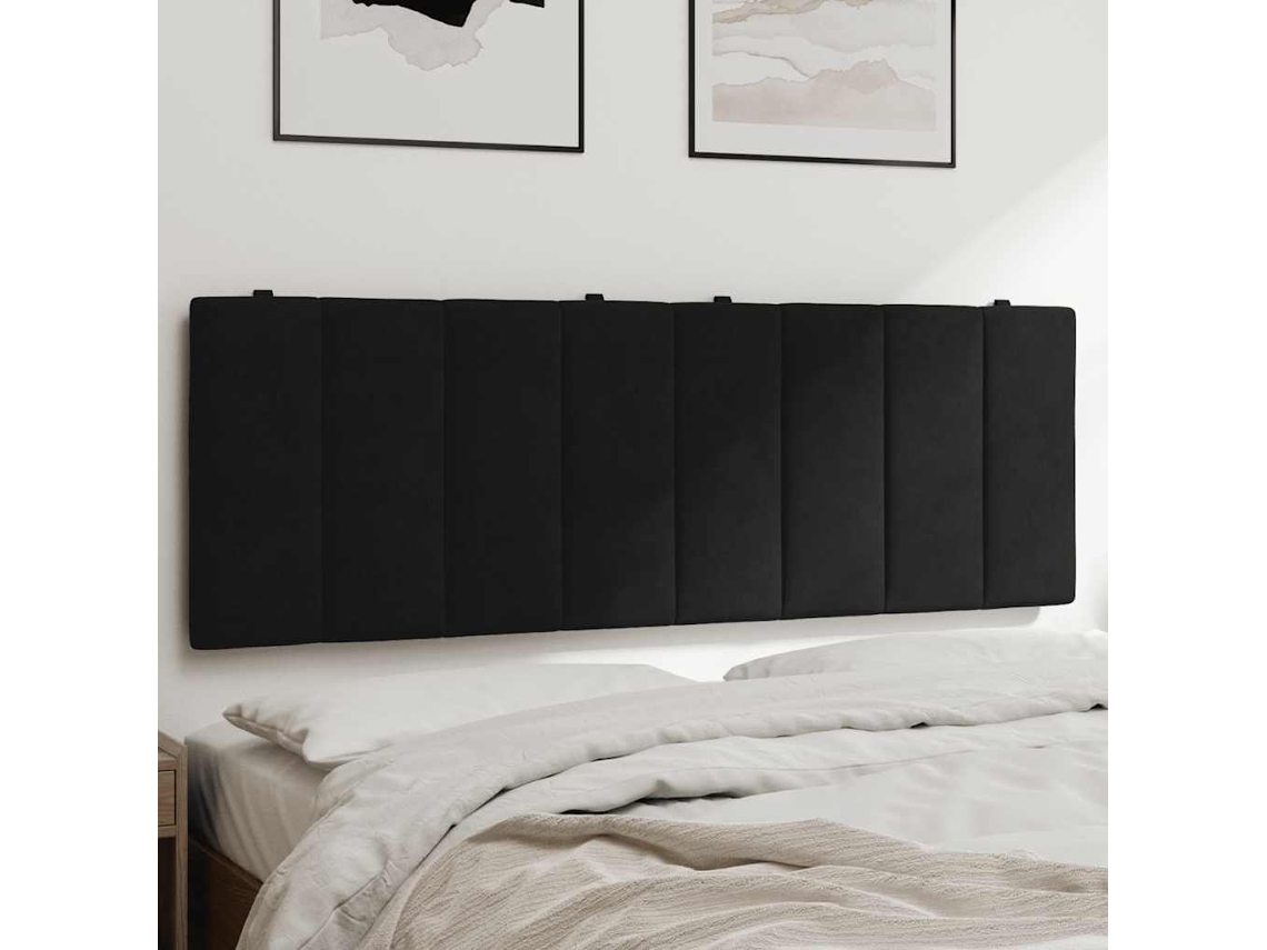 Vidaxl Almofadão De Cabeceira Hanko 140 Cm Veludo Preto