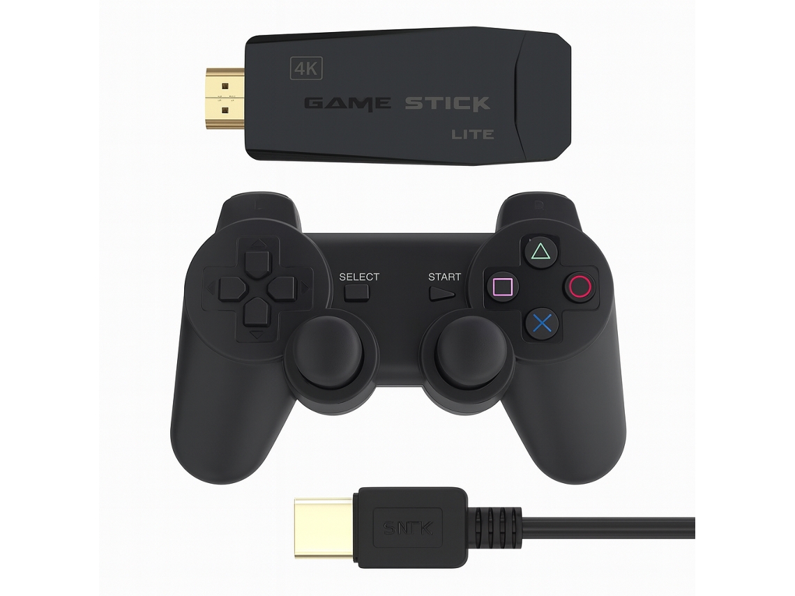 Consola Retro Game Stick Lite Hdmi Com 2 Comandos Sem Fios De 10.000 Jogos Clássicos Integrados Skyhe 2.4g Wcg Preto