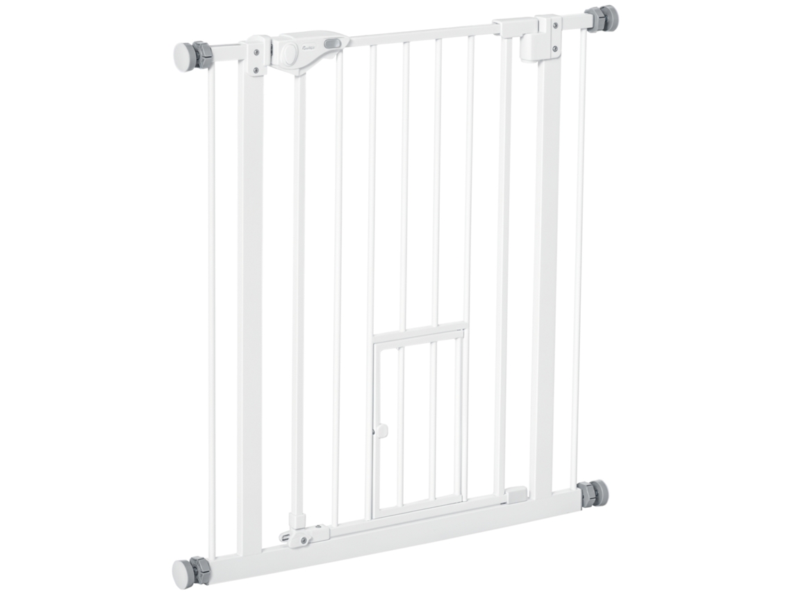 Barreira Cães 74 80cm, Porta Automática, Duplo Bloqueio, 76,2cm,, Escadas e Portas. Branco