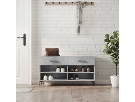Banco Sapateira 102X35X55 Cm Derivados Madeira Cinzento Cimento VIDAXL