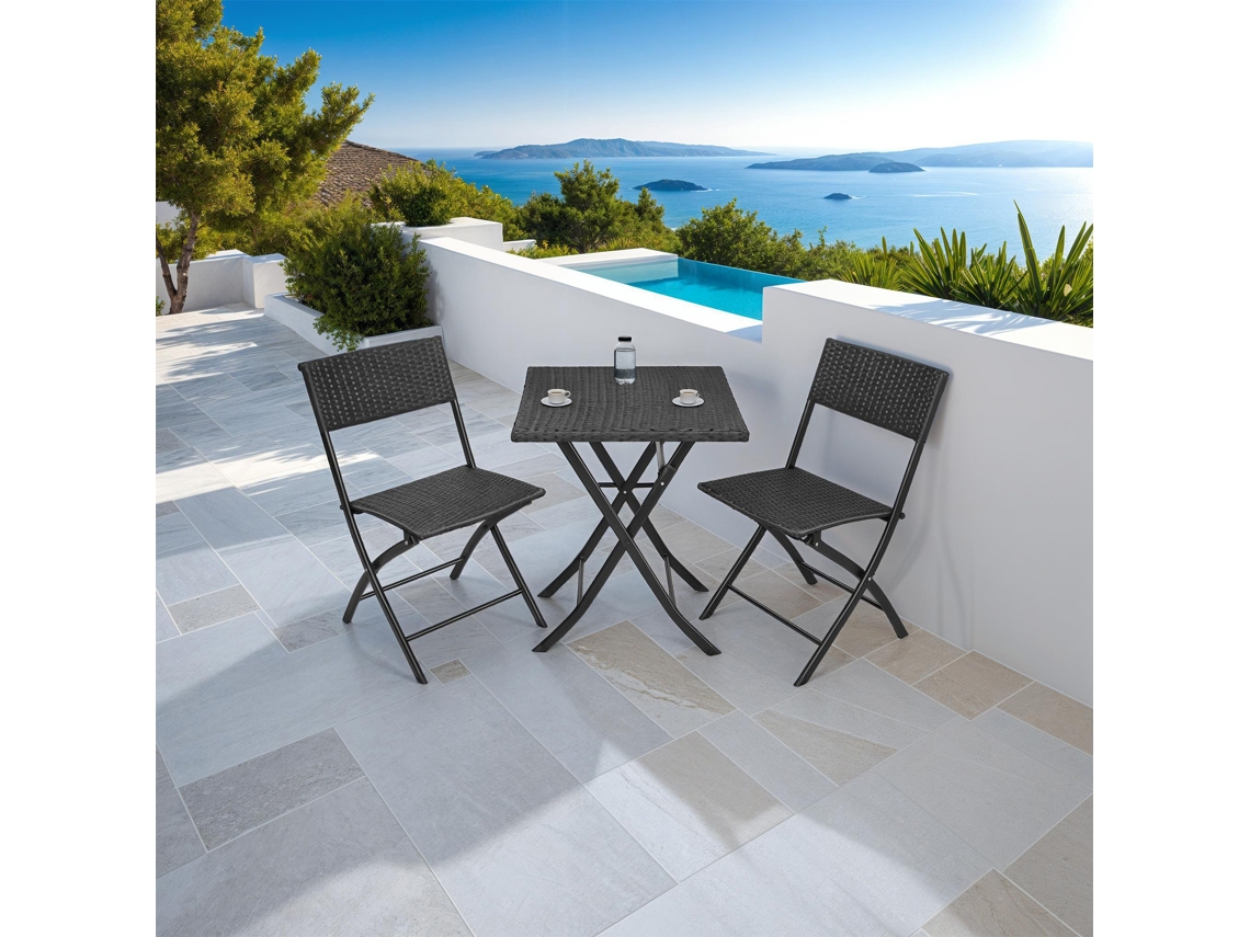 Conjunto de Jardim TECTAKE Trevi (Preto - Aço - 45x54.5x81 cm)