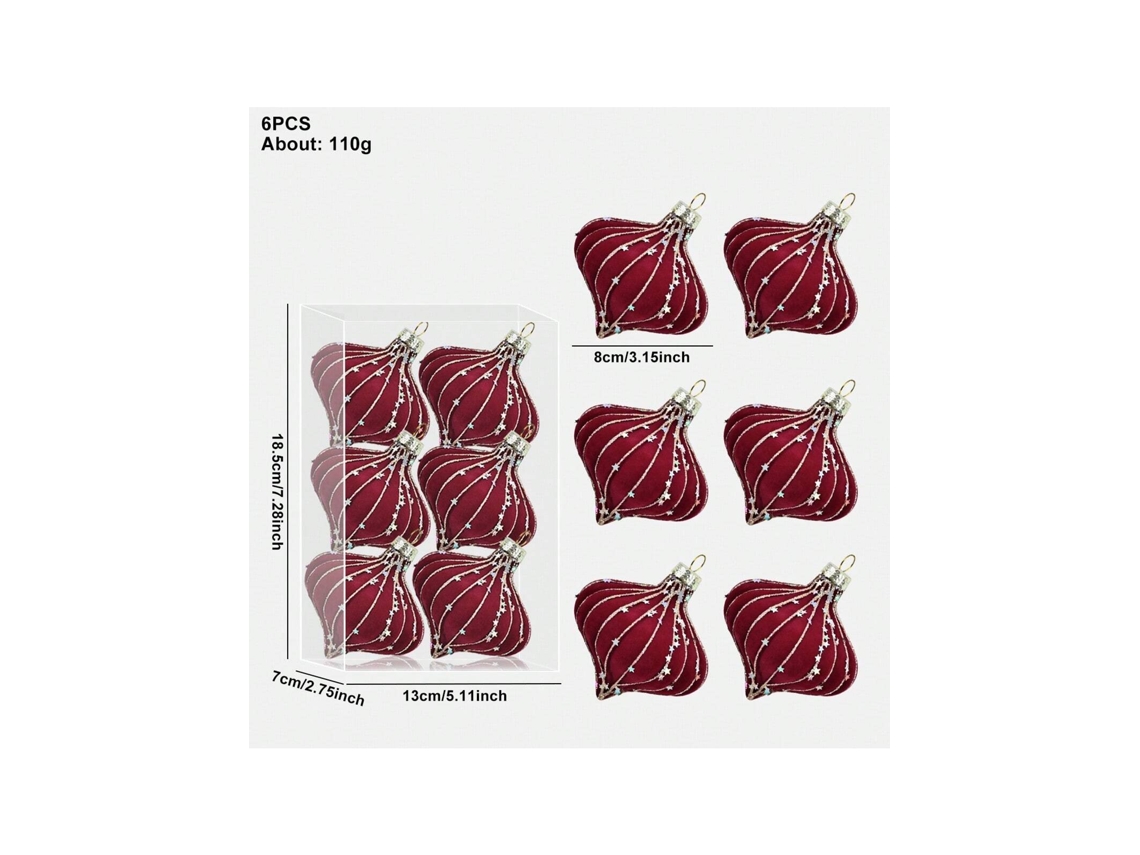 Bola De Amêndoa Pintada Flocada, 8 6pcs Bola De Amêndoa Flocada Bordeaux Igvtrade