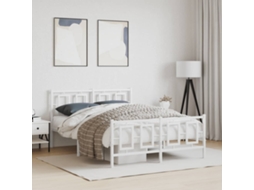 Estrutura De Cama Com Cabeceira E Pés 140x190 Cm Metal Branco