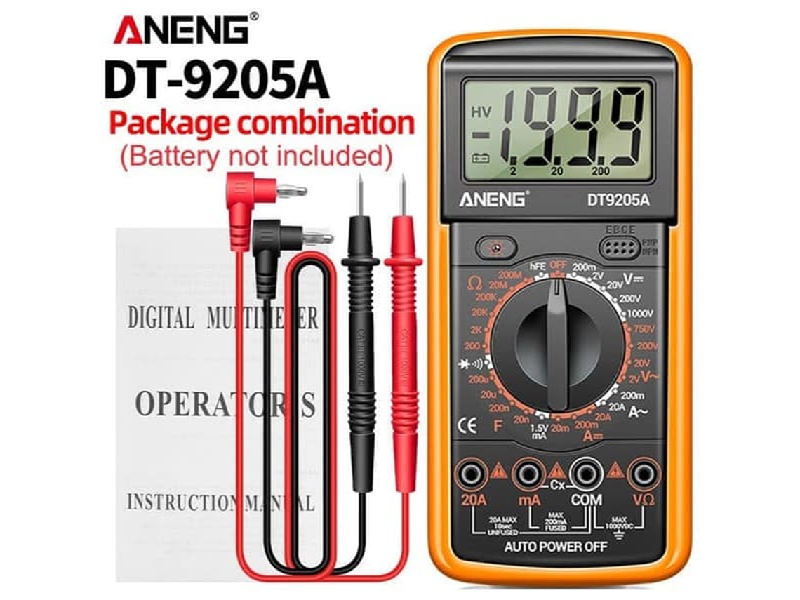 Multímetro Digital Testador De Capacitores E Transistores Com Ac/dc, Ncv Automático E Display Analógico. Aquaforge