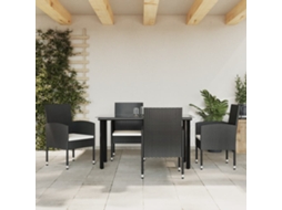 Vidaxl 5 Pcs Conjunto De Jantar Para Jardim Vime Pe E Aço Preto