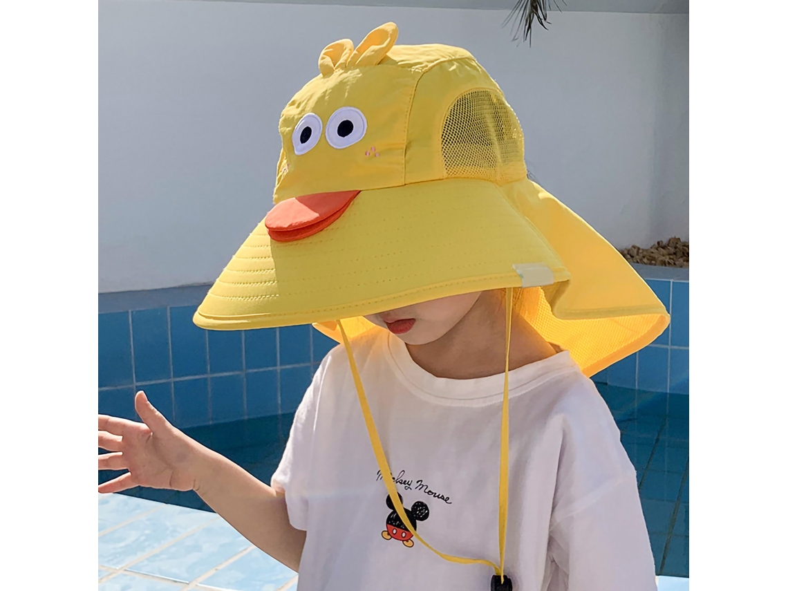 Chapéu De Verão Para Crianças Chapéu De Pescador Com Aba Larga Protetor Solar Amarelo Tamanho Único Para Bebê Menino Menina