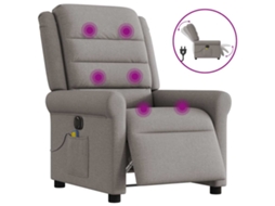 Vidaxl Poltrona Reclinável Massagens Elétrica Tecido Cinza-acastanhado