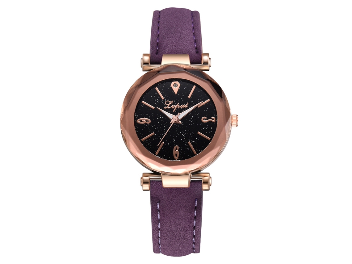 Relógio Analógico Feminino de Cinta de Couro Pu de Quartzo com Estilo Simples Roxo