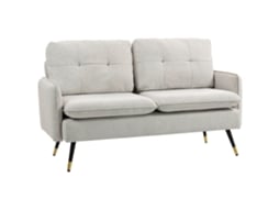 Sofá de 2 Lugares Poliéster Cor Creme Branco 139x68x80 cm Homcom