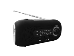 Rádio de Emergência com Células Solares, Manivela, 2000mah, AM/FM, Preto AQUAFORGE