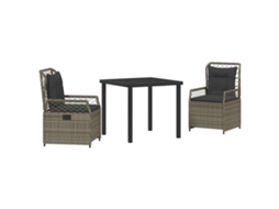 Conjunto Jantar para Jardim 3 Peças Cinzeto Vime Pe MAISON EXCLUSIVE