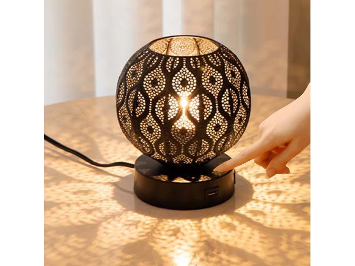 Lâmpada De Mesa Com Dimerização,2 Portas Usb,e27,controle Tátil,luz De Atmosfera,3 Níveis De Brilho,preto Btforus
