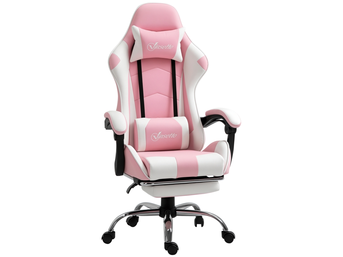 Cadeira Gaming Ergonômica, Massagem Encosto Cabeça, Balanço, Rosa