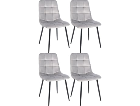 Conjunto De 4 Cadeiras De Jantar Tilde Cinza/veludo Clp