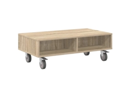 Mesa Para Sala | Mesa Lateral Com Rodas Carvalho Sonoma 90 X 50 X 30 Cm