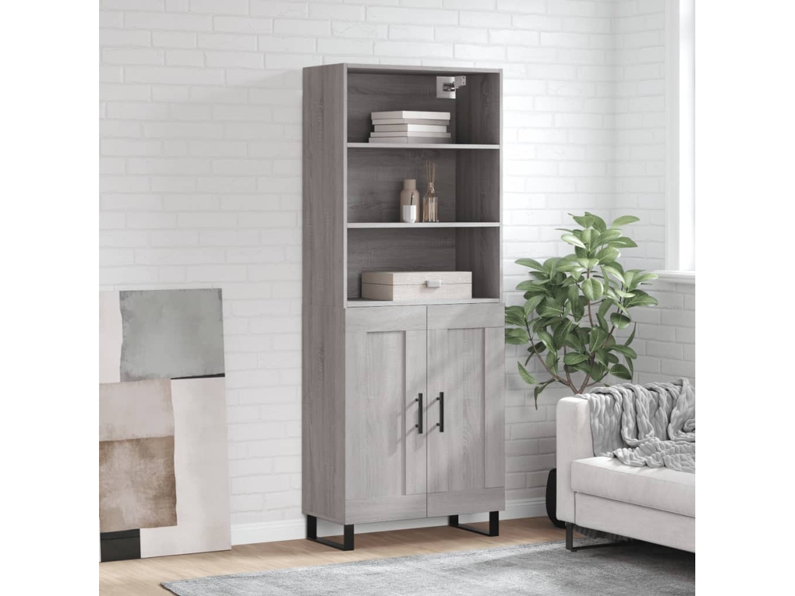 Vidaxl Armário Alto 69,5x34x180 Cm Derivados De Madeira Sonoma Cinza