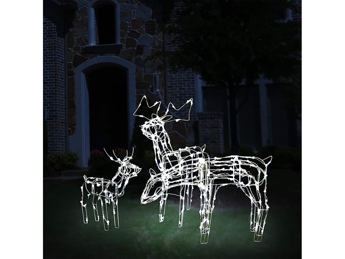 Vidaxl 3 Pcs Iluminação De Natal Renas 229 Leds