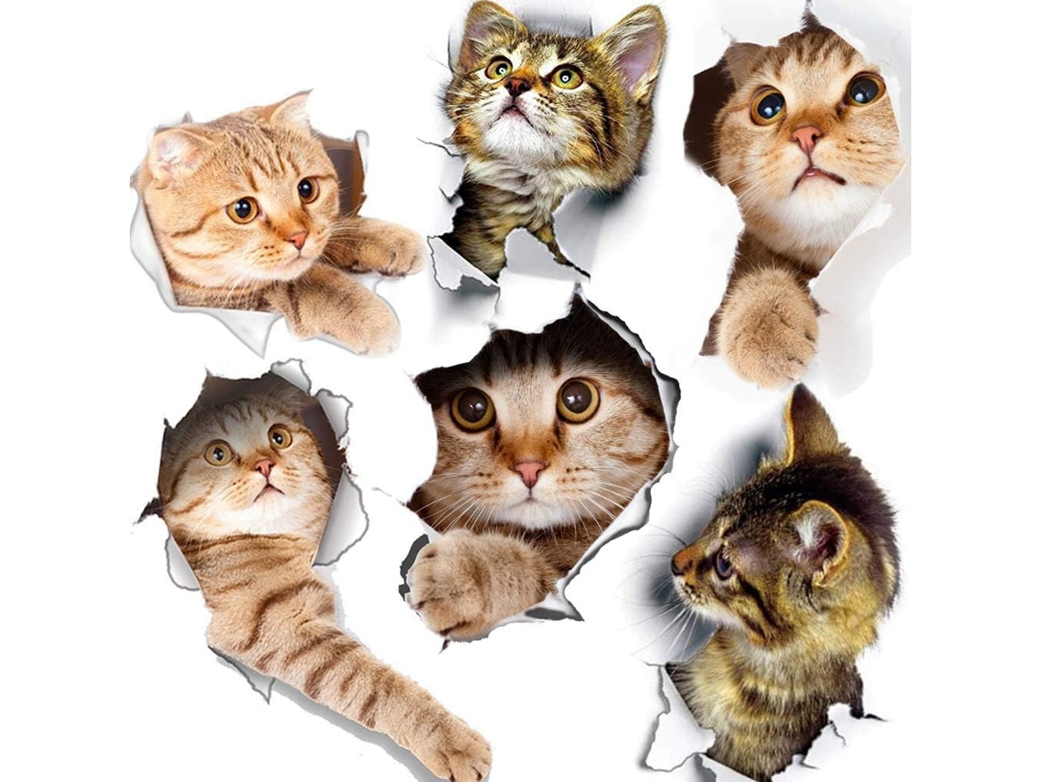Peças Adesivos De Parede 3d Gatos Autoadesivos, Adesivos De Parede Infantis/removíveis Aquaforge