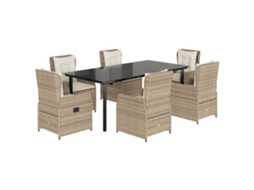 Garden Dining Set, Garden Dining Sets Vidaxl Bege Rattan / Vime (200 X 100 X 74 Cm)