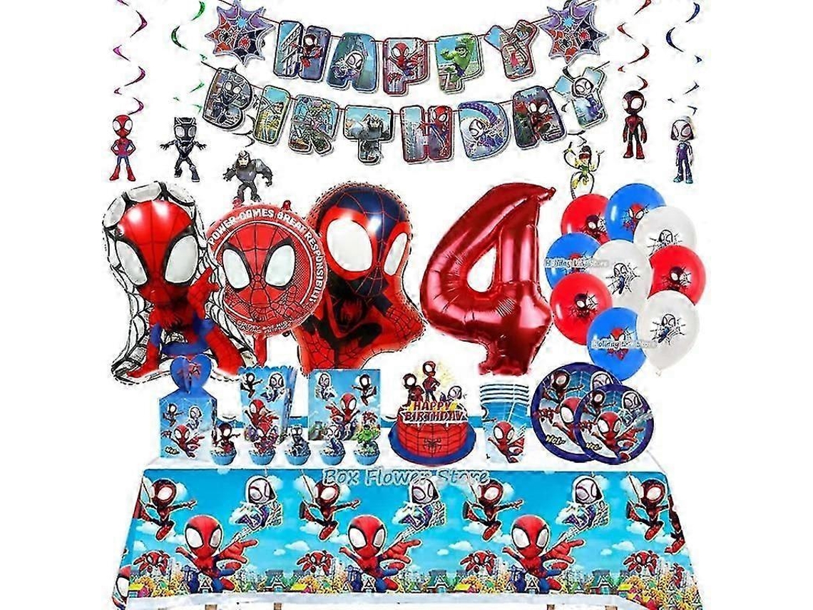 Decoração De Festa De Aniversário Do Homem-aranha 2024 Com Balões, Suprimentos Para Eventos Do Homem-aranha E Seus Amigos Fantásticos, Talheres Descar