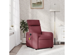 Vidaxl Poltrona De Massagens Reclinável Tecido Vermelho Tinto