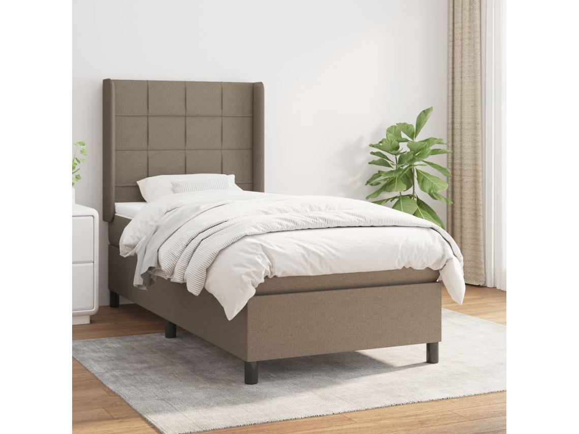 Cama Com Molas/colchão 80x200 Cm Tecido Castanho-acinzentado