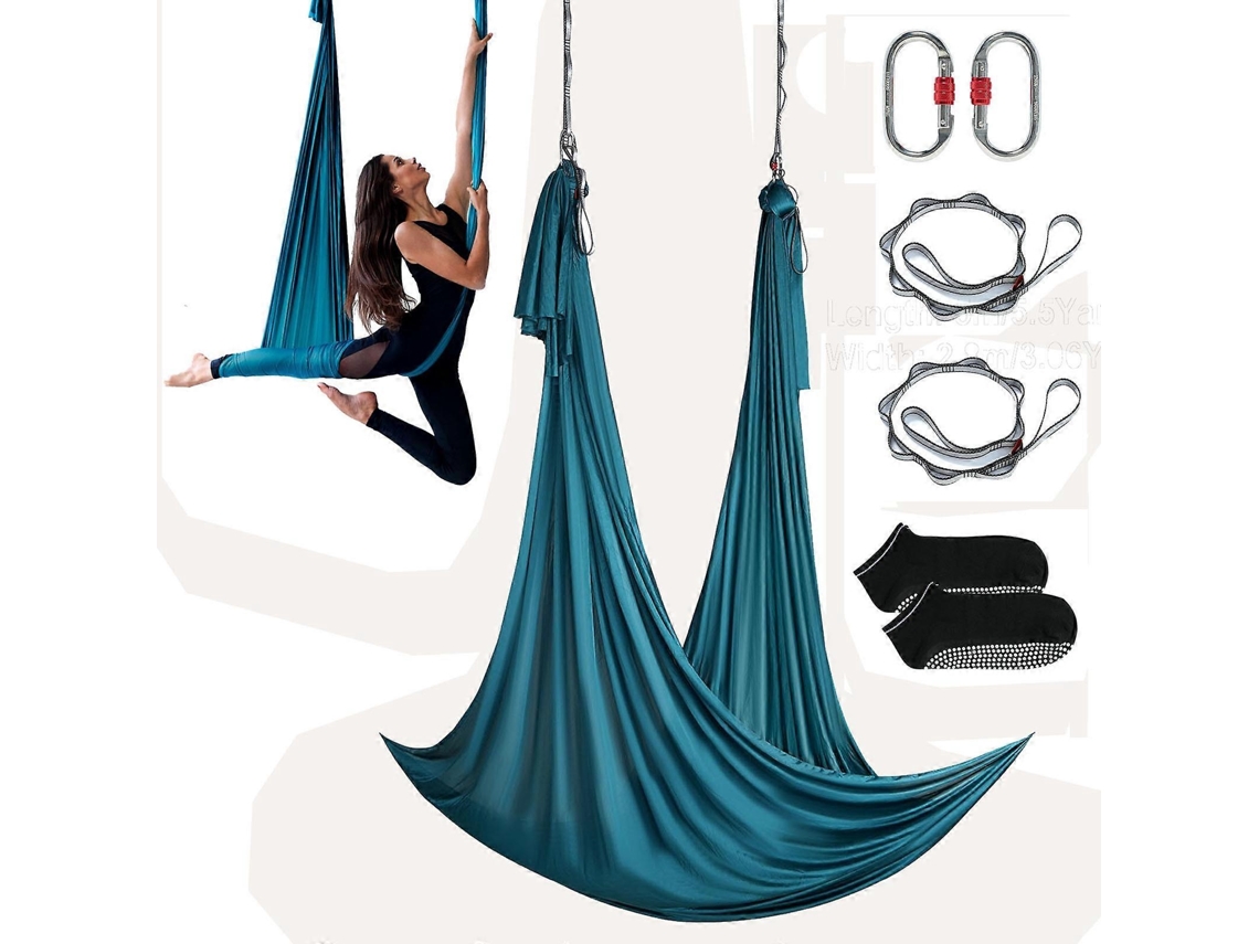 Lurelia Rede De Yoga 5,0 X 2,8 M, 1000 Kg, 2,08 Kg, Verde, Em Nylon