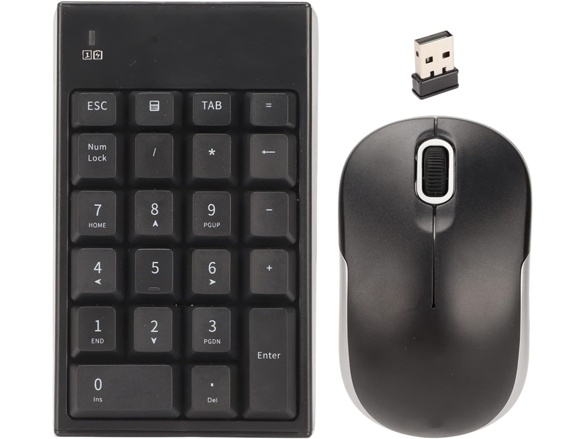Teclado Numérico e Mouse Combinados de 2,4 Ghz com 22 Teclas e 1200 Dpi. SFUSHOS