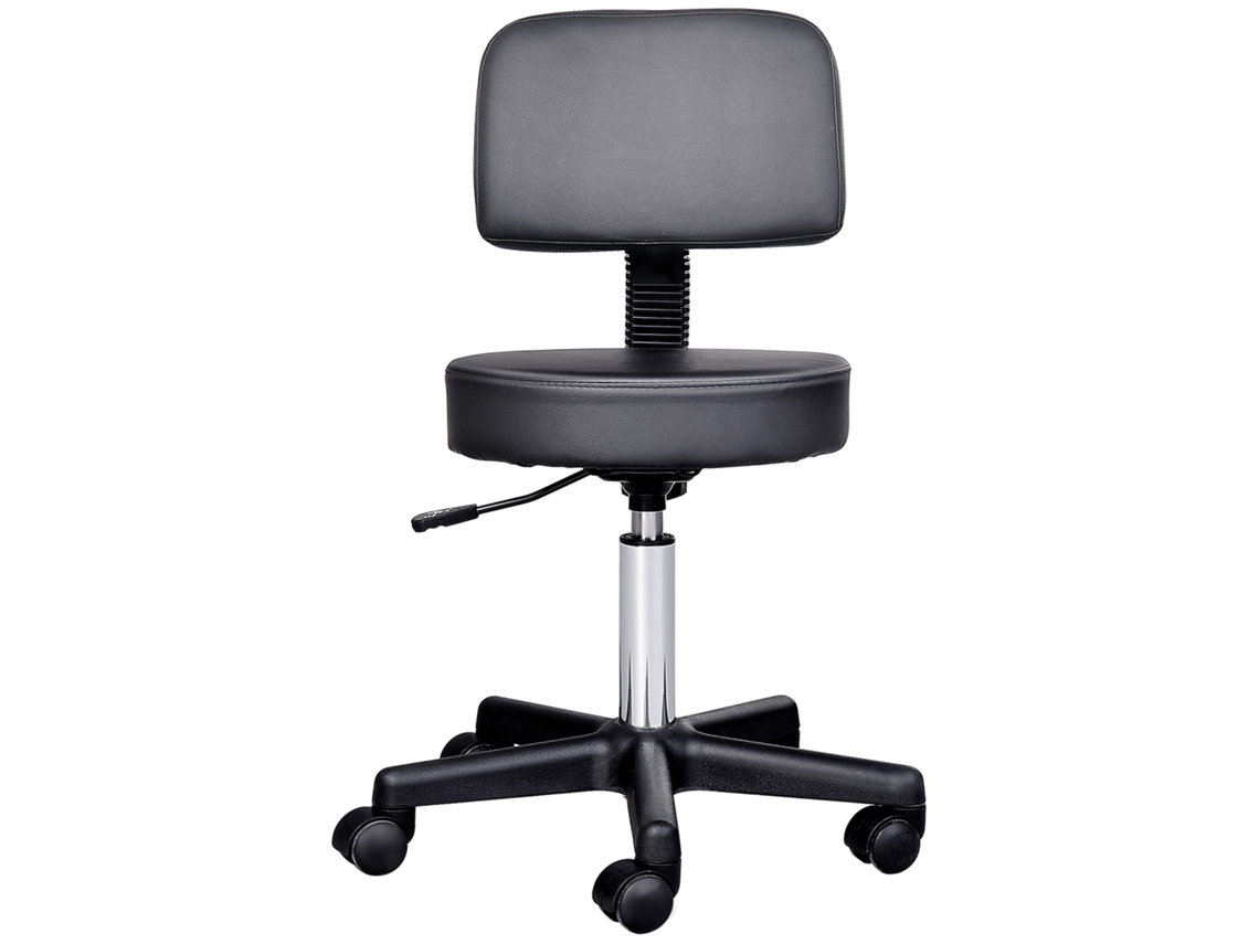 Banquinho De Massagem Com Rodas Ajustáveis Em Altura Giratória E Encosto Ergonômico Preto