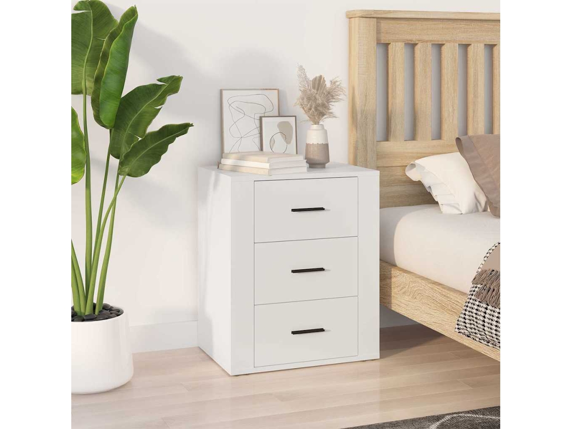 Vidaxl Mesa De Cabeceira 50x36x60 Cm Derivados De Madeira Branco